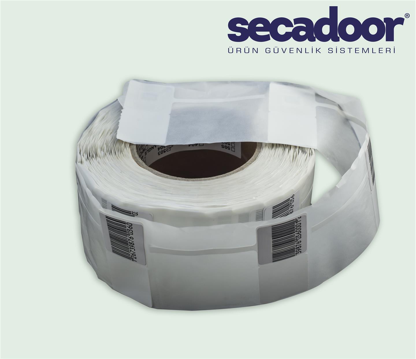 Radyo Frekans Kuyruklu Barkodlu Kağıt Alarm Etiketi 50x50 mm